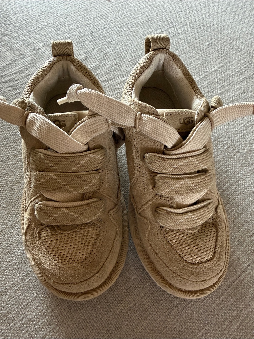 UGG Kids Tan Suede & Mesh Lace-Up Sneakers
